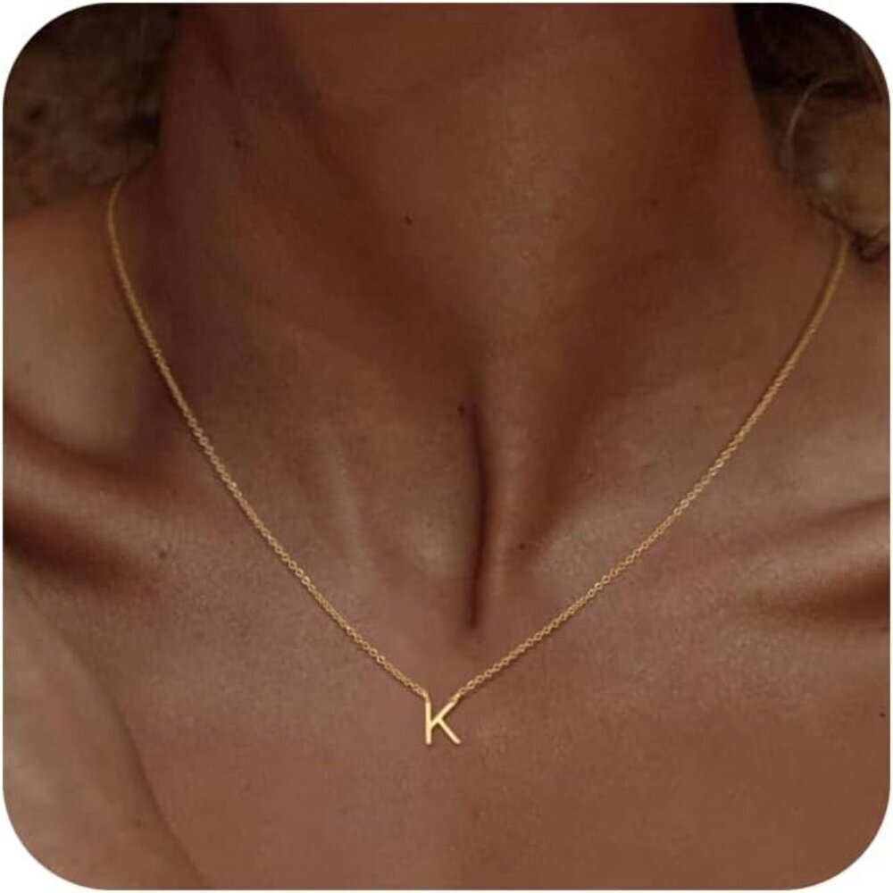 Dainty 14K Gold Plated Initial Necklace for Women - Personalized Choker Style